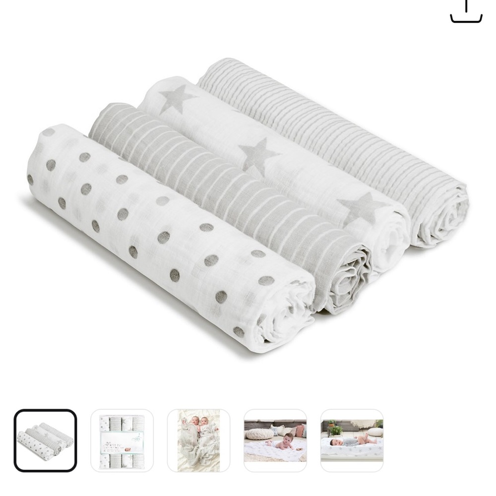 Aden and Anais Grey Muslin Swaddles